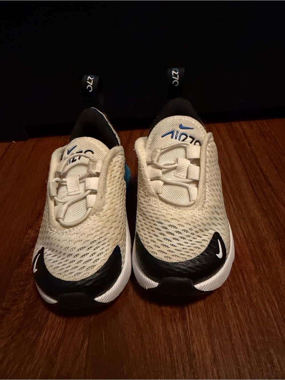 Nike Kids' Air Max Lightweight Slip-On Sneakers - Cream/Black/Blue - Size 4c